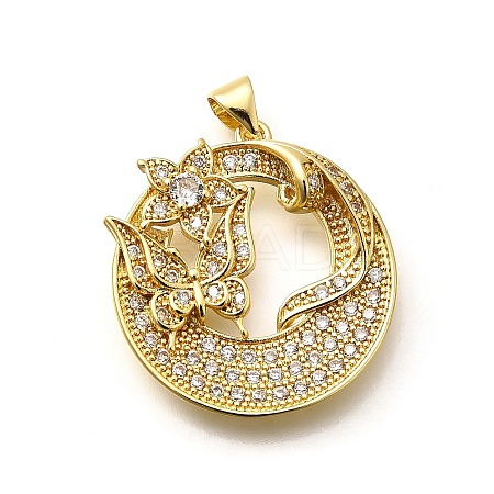 Rack Plating Brass Micro Pave Cubic Zirconia Pendants KK-L226-050G-03-1