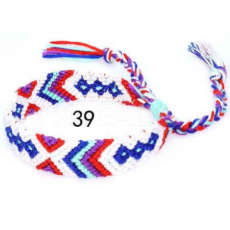 Cotton Braided Rhombus Pattern Cord Bracelet FIND-PW0013-003A-39-1