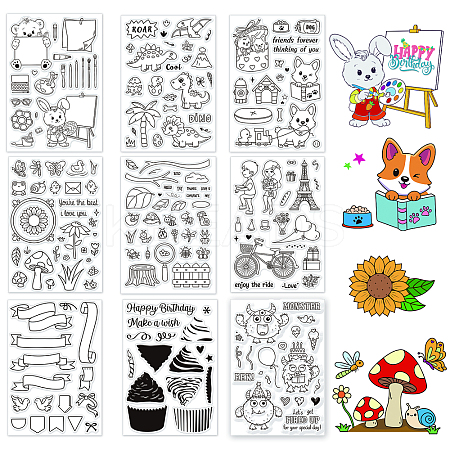 Globleland 9 Sheets 9 Style PVC Plastic Stamps DIY-GL0002-96-1