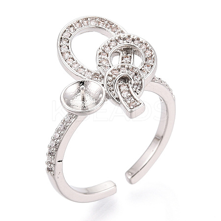 Knot Brass Micro Pave Cubic Zirconia Cup Peg Ring Settings KK-N274-23P-1