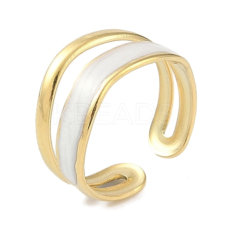 Ion Plating(IP) 304 Stainless Steel Enamel Cuff Finger Rings RJEW-L107-035G-01-1