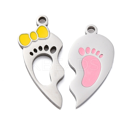 304 Stainless Steel Enamel Split Pendants STAS-H235-04B-P-1