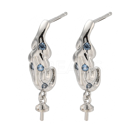 Rack Plating Brass Micro Pave Clear Cubic Zirconia Studs Earrings Finding KK-T072-11P-1
