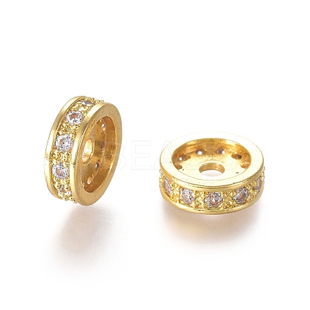 Brass Micro Pave Cubic Zirconia Spacer Beads LS-ZIRC-L088-03A-G-1