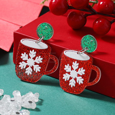 Festive Christmas Acrylic Stud Earrings for Holiday Season Celebration KD3160-7-1