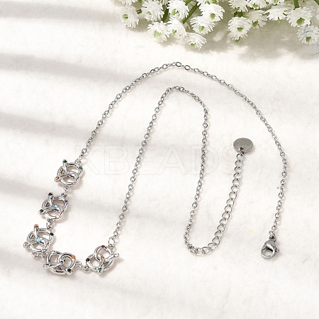 Brass Micro Pave Cubic Zirconia Knot Pendant Necklaces NJEW-B157-08P-02-1