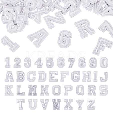 36Pcs 2 Sets 2 Styles Letter A~Z & Number 0~9 Polyester Embroidery Sew On Patches Sets PATC-TA0001-55F-1