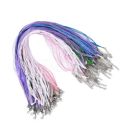 50Pcs 5 Colors Waxed Cord and Organza Ribbon Necklace Making NCOR-YW0001-02-1