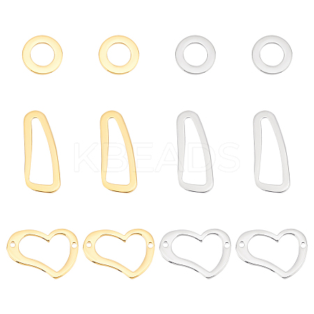 Unicraftale 12Pcs 6 Style 304 Stainless Steel Linking Rings STAS-UN0040-39-1