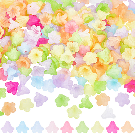 500Pcs 10 Colors Acrylic Bead Caps TACR-SP0001-08-1