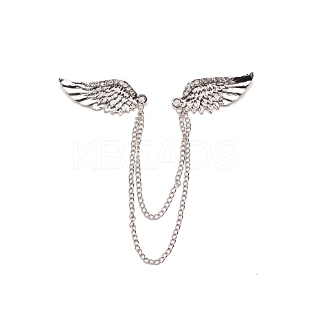 Men's Crystal Wings Scarf Collar Brooch Lapel Pin JEWB-WH0022-22B-1