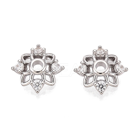 Brass Micro Pave Clear Cubic Zirconia Bead Caps KK-Q071-10P-02-1