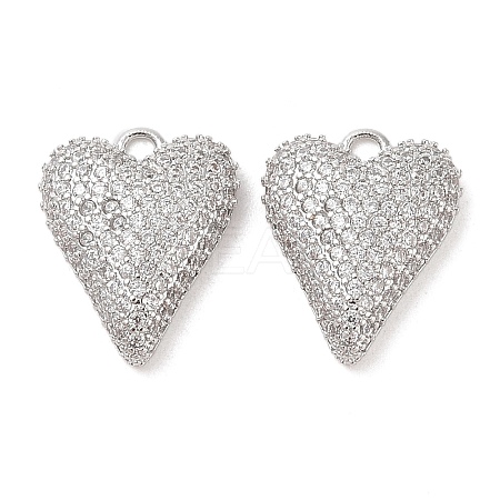 Brass Micro Pave Clear Cubic Zirconia Pendants KK-S388-01P-03-1