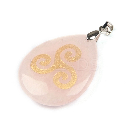 Saint Patrick's Day Natural Rose Quartz Pendants PW-WG63768-04-1