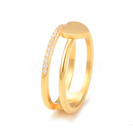 Crystal Rhinestone Heart Finger Ring RJEW-I096-17G-1
