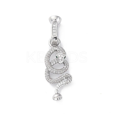 Brass Micro Pave Cubic Zirconia Fold Over Clasps KK-D360-13P-1