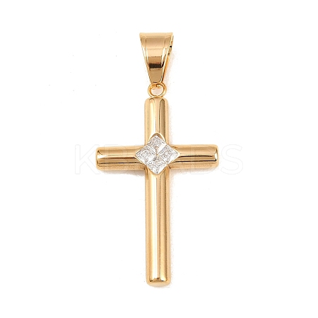 316 Surgical Stainless Steel & Clear Cubic Zirconia Pendants STAS-A137-03A-G-1