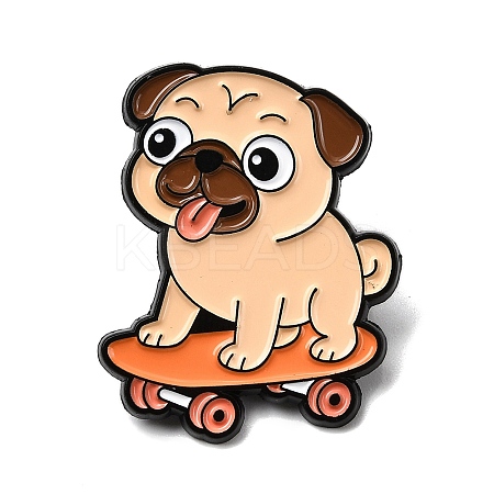 Pug with Skateboarding Enamel Pins LS-JEWB-I055-04EB-08-1