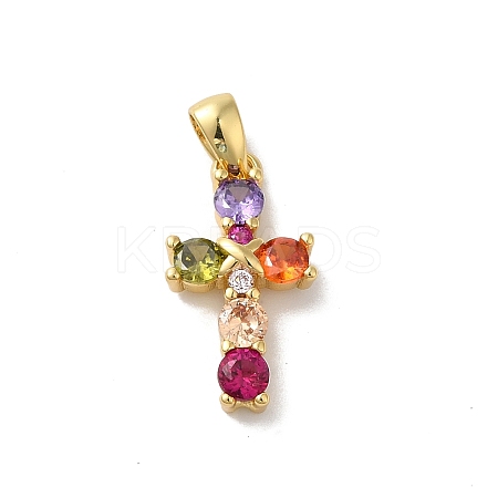 Rack Plating Brass Cubic Zirconia Pendants X-KK-G504-17G-1