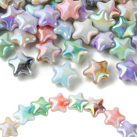 70Pcs UV Plating Rainbow Iridescent Acrylic Beads PACR-CJ0001-30-1