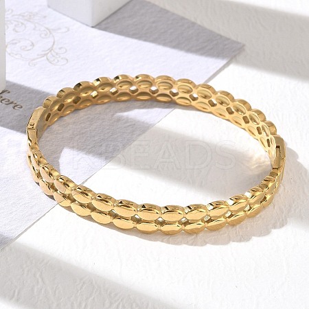 304 Stainless Steel Hinged Cuff Bangles SA-CBAB92B-01G-1
