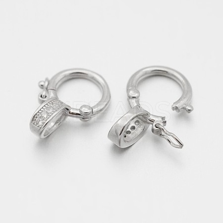 Rhodium Plated 925 Sterling Silver Micro Pave Cubic Zirconia Twister Clasps STER-M082-01B-1