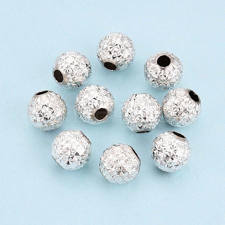 Textured 925 Sterling Silver Beads STER-T008-44S-01-1