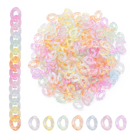 400Pcs Luminous Rainbow Iridescent Plating Transparent Acrylic Linking Rings OACR-TA0002-80-1