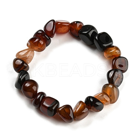 Dyed & Heated Natural Agate Nugget Beaded Stretch Bracelets LS-BJEW-H238-01E-1