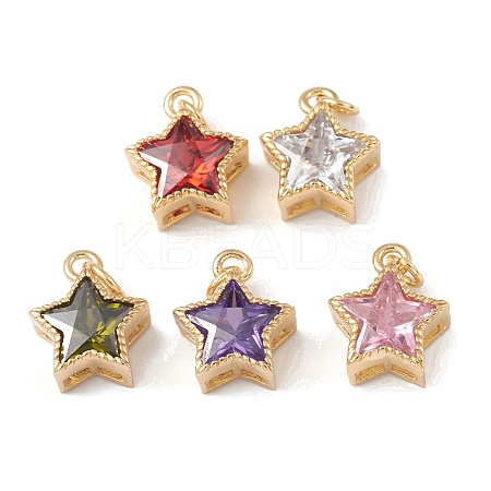 Rack Plating Brass with Cubic Zirconia Charms KK-G452-14G-1