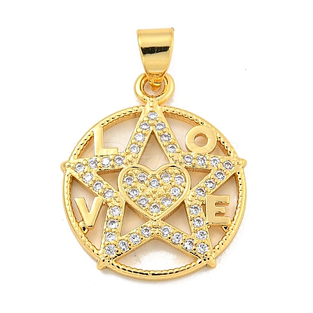 Rack Plating Brass Micro Pave Cubic Zirconia Pendants KK-B091-50A-G-1