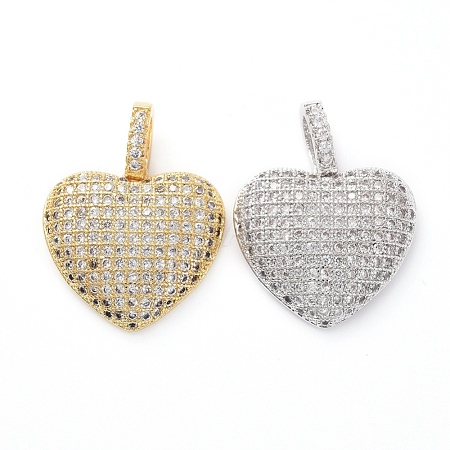 Brass Micro Pave Clear Cubic Zirconia Pendants KK-I658-36-1