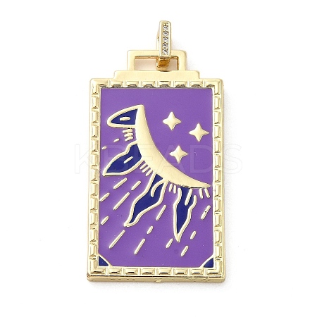 Brass Micro Pave Cubic Zirconia Pendant with Enamel KK-H458-02G-N01-1