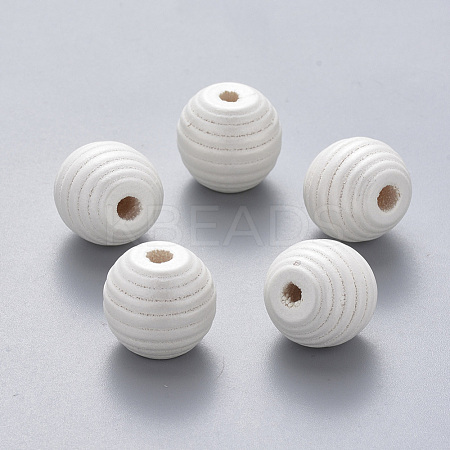 Painted Natural Wood Beehive European Beads WOOD-Q040-019A-B03-1