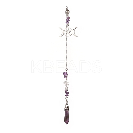 Natural Amethyst Pointed Dowsing Pendulums PALLOY-JF02009-03-1