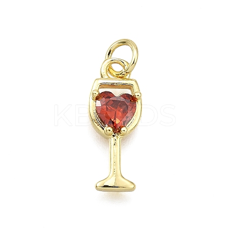 Brass Micro Pave Cubic Zirconia Pendants X-KK-Z100-21G-02-1