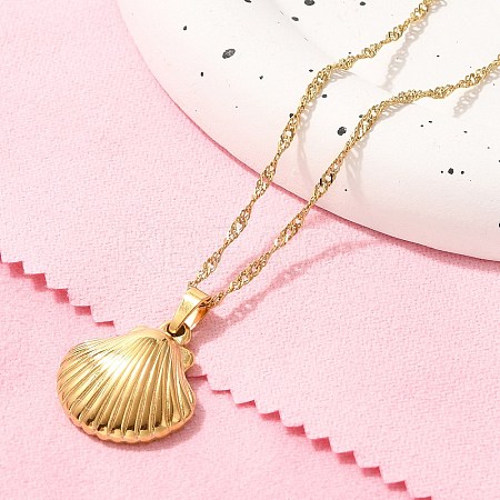 Summer Beach 304 Stainless Steel Pendant Rope Chain Necklaces for Women LS-STAS-Z108-01G-07-1