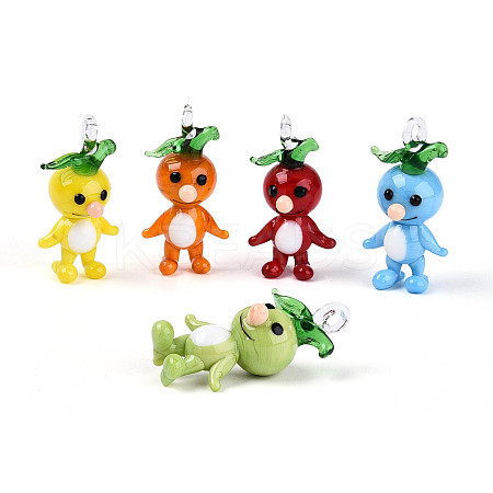 Handmade Lampwork Cartoon Radish Pendants LAMP-T025-10M-1