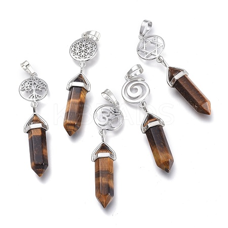 Natural Tiger Eye Pointed Big Pendants G-D0021-01P-23-1