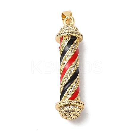 Rack Plating Brass Micro Pave Cubic Zirconia and Enamel Pendants KK-B092-14G-01-1