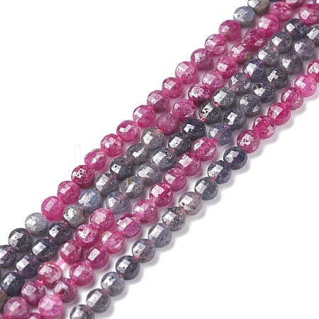 Natural Red Corundum/Ruby and Sapphire Beads Strands G-R460-017-1