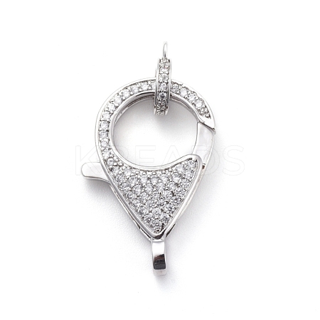 Brass Micro Pave Cubic Zirconia Lobster Claw Clasps ZIRC-K081-95P-02-1