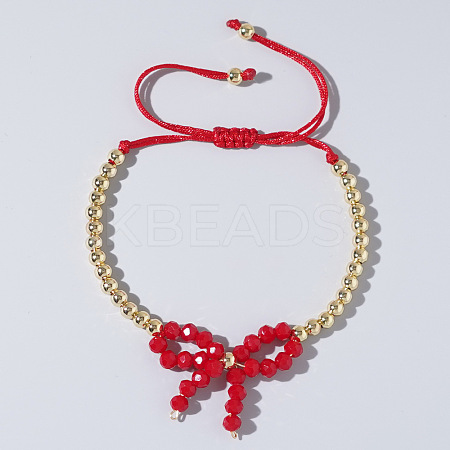 Elegant Butterfly Bow Girl Style Bracelet Gold-plated Copper Beads Pearl-like NQ2566-3-1
