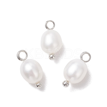 Natural Cultured Freshwater Pearl Rice Charms PALLOY-JF04187-01-1
