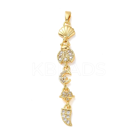 Brass Micro Pave Clear Cubic Zirconia Pendants LS-KK-D101-01A-G-1