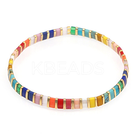 Bohemian Glass Seed Beaded Stretch Bracelets JM4508-28-1