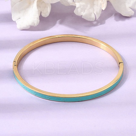 304 Stainless Steel Enamel Hinged Cuff Bangles for Women SA-CBAC920-15G-01C-1