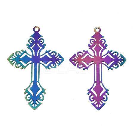 Ion Plating(IP) 201 Stainless Steel Filigree Pendants X-STAS-S118-033-1