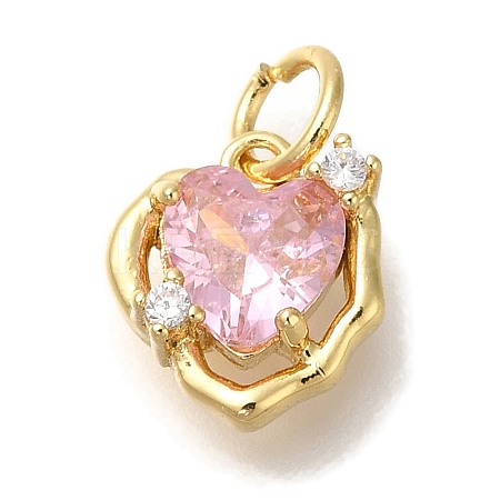 Rack Plating Brass Micro Pave Cubic Zirconia Charms KK-I720-08G-1