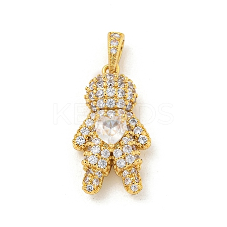 Rack Plating Brass Clear Cubic Zirconia Pendants KK-P277-38G-01-1